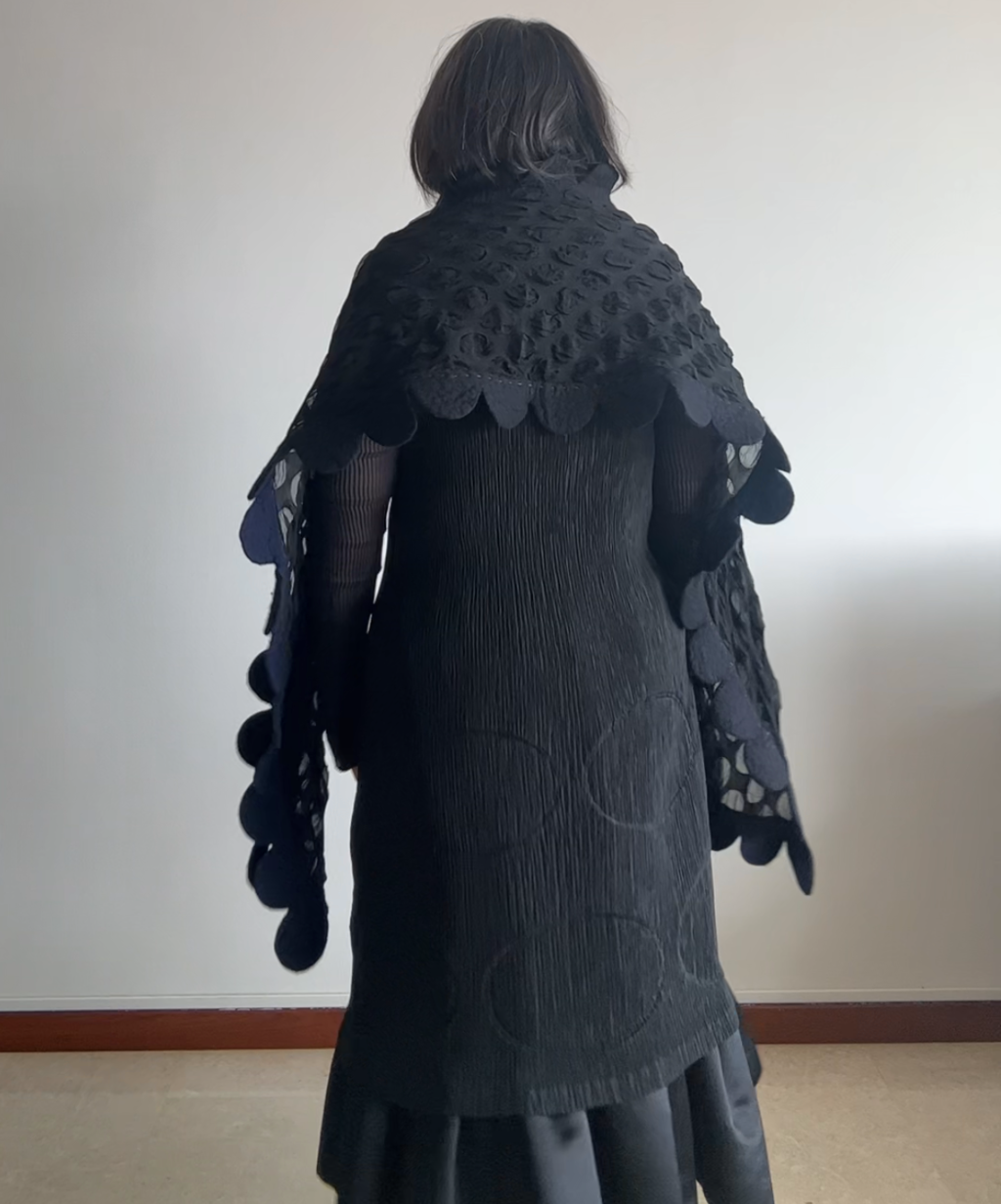 Issey Miyake Fete Midnight Dot Sheer Scarf