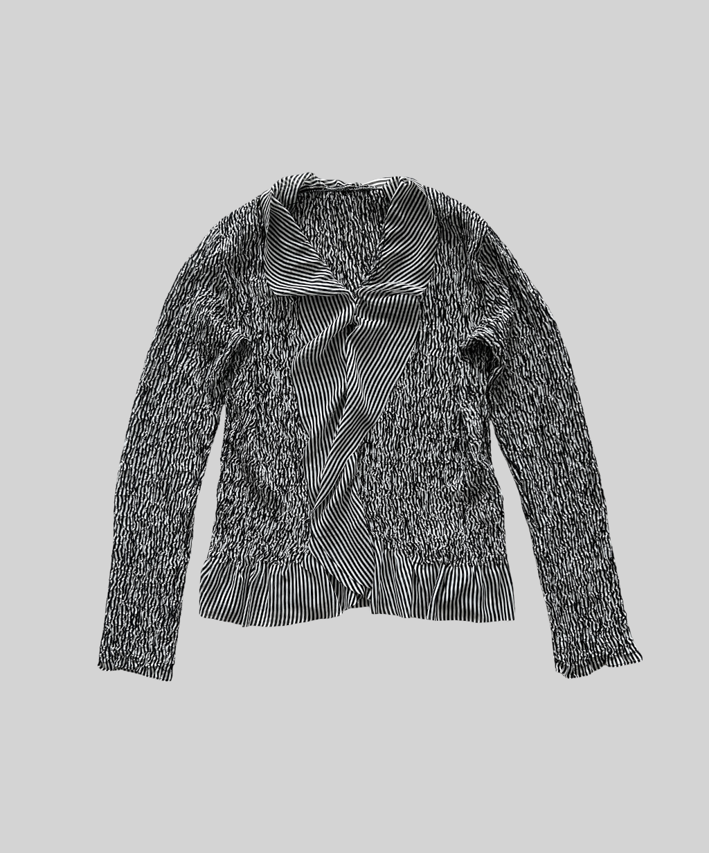 Issey Miyake Fete Ruched Striped Cardigan