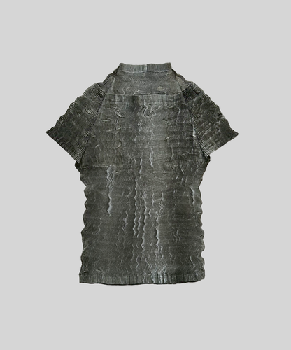 Issey Miyake 1998 Zigzag Pleated Off-Shoulder Top