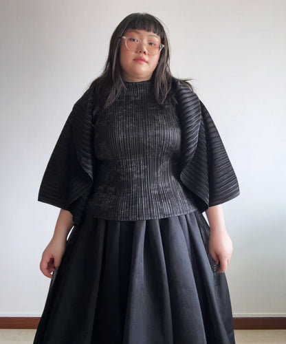 Pleats Please Circular Pleated Cardigan