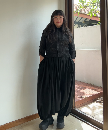 Pleats Please Double Happiness Dragon Print Button Shirt