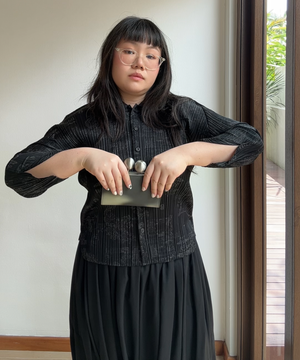 Pleats Please Double Happiness Dragon Print Button Shirt