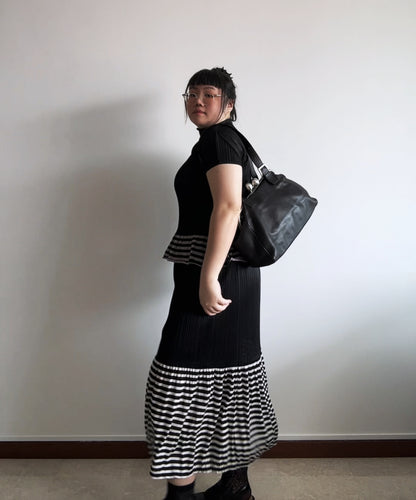 Kawa-kawa kisslock adjustable strap leather shoulder bag