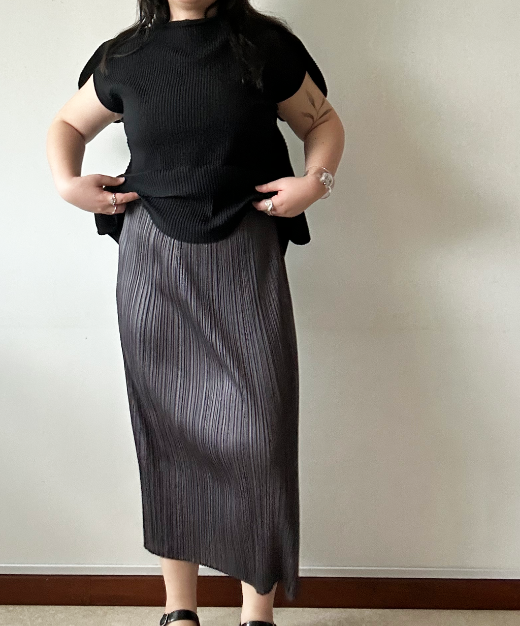 Pleats Please Long Pencil Skirt