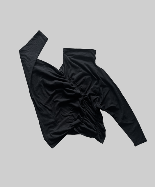 Issey Miyake AW22 Shirred Asymmetrical Long Sleeve Top