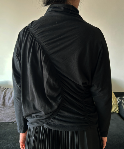Issey Miyake AW22 Shirred Asymmetrical Long Sleeve Top