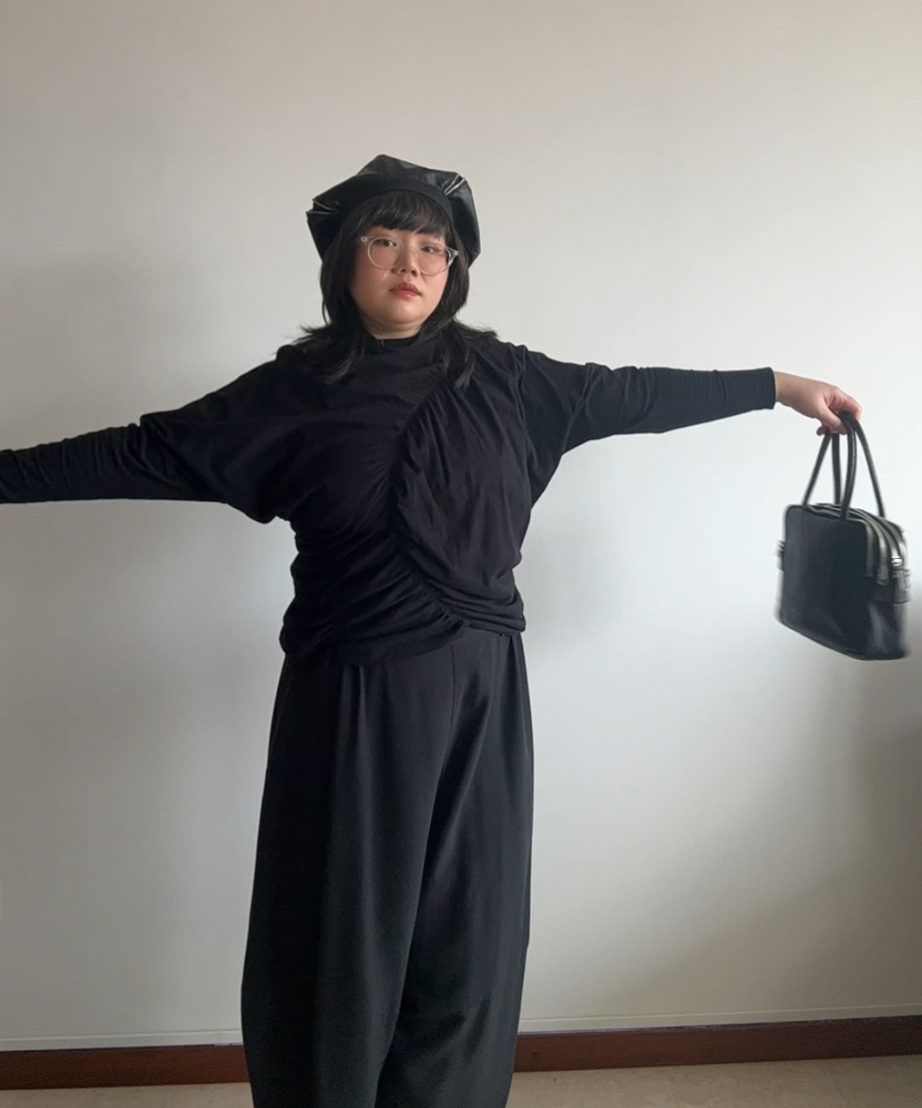 Issey Miyake AW22 Shirred Asymmetrical Long Sleeve Top