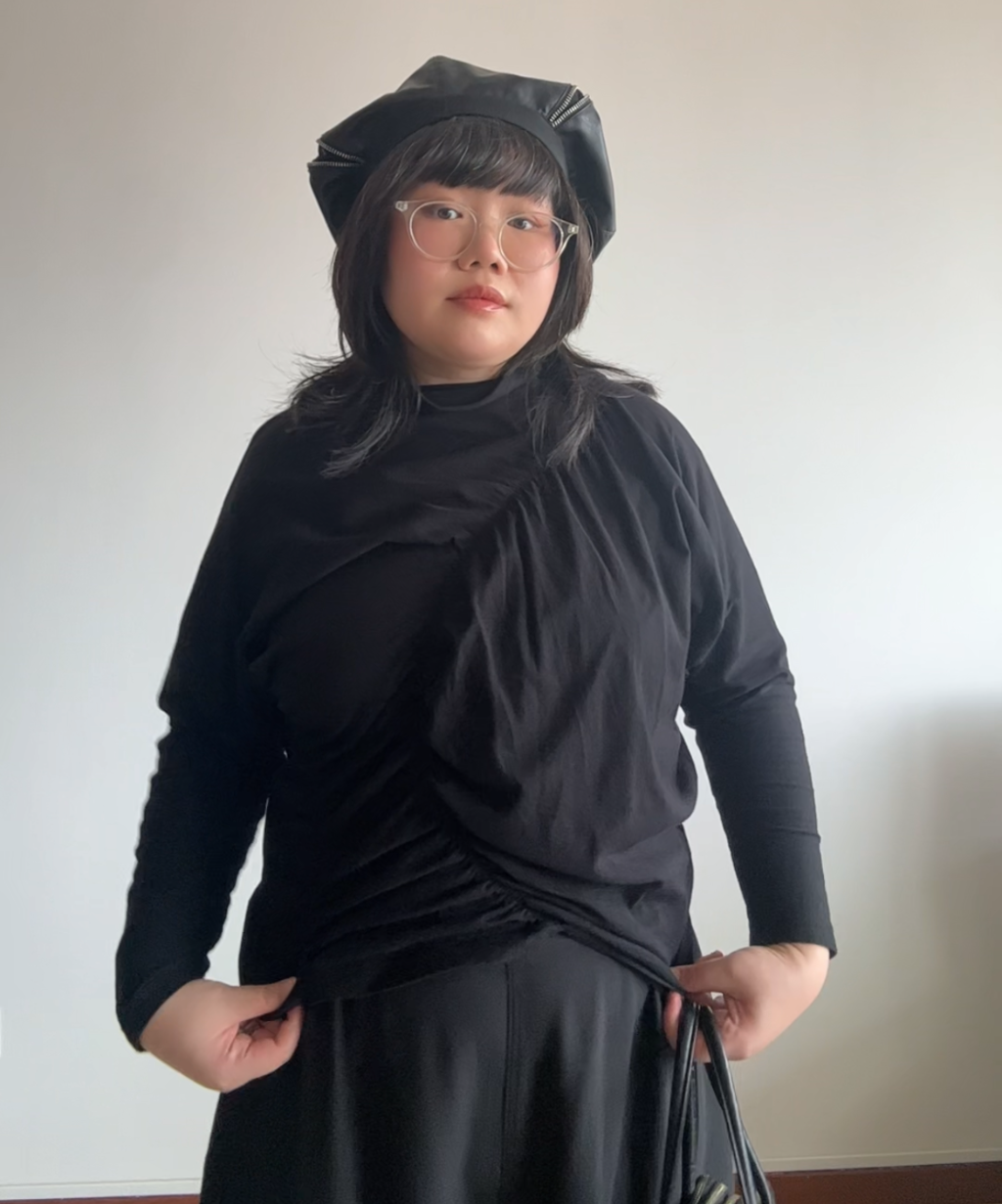 Issey Miyake AW22 Shirred Asymmetrical Long Sleeve Top