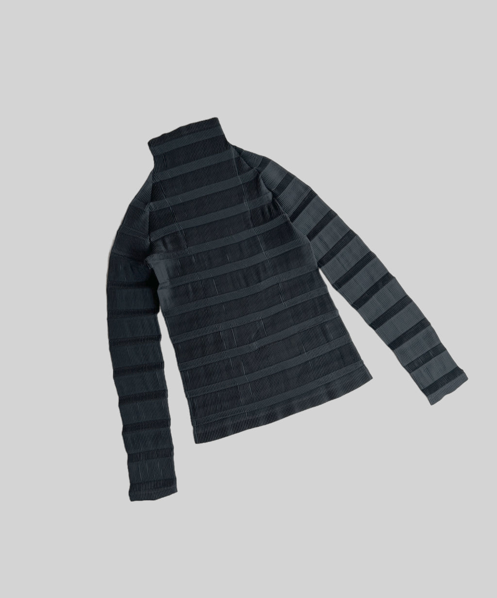 Issey Miyake White Label Stacked Pleats High Neck Top