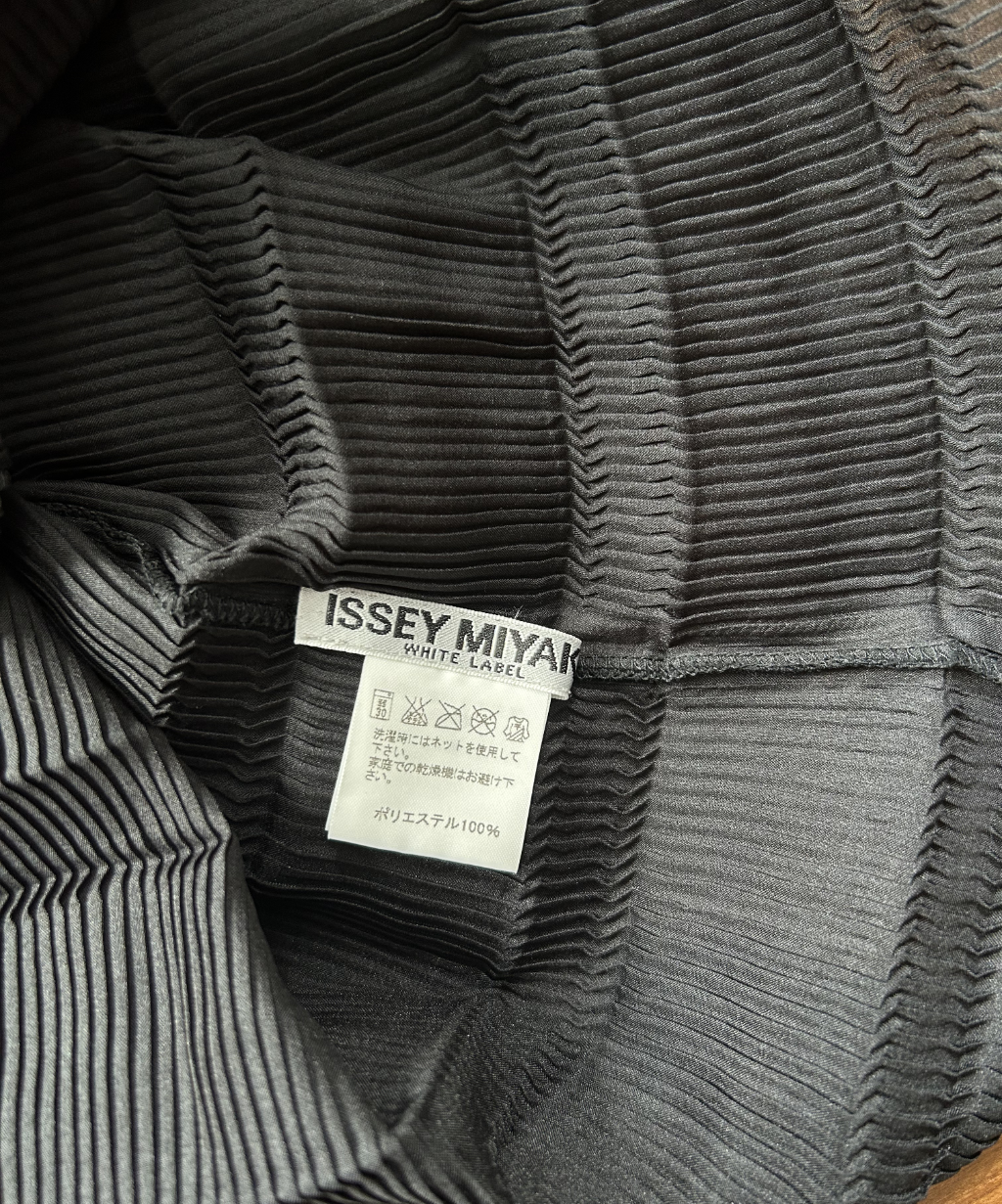 Issey Miyake White Label Stacked Pleats High Neck Top