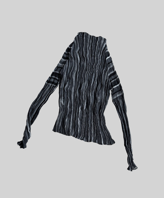 Issey Miyake Vertical Stripe Chiffon Twist Top