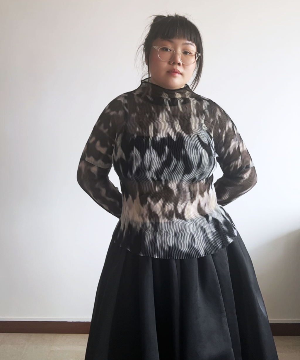 Issey Miyake Ripple Sheer Chiffon Twist Top