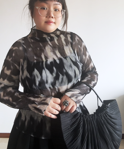 Issey Miyake Ripple Sheer Chiffon Twist Top