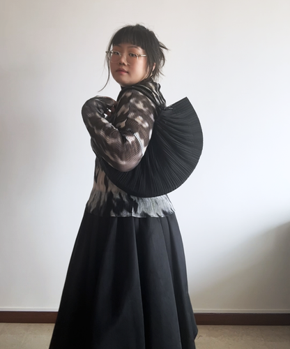 Issey Miyake Ripple Sheer Chiffon Twist Top