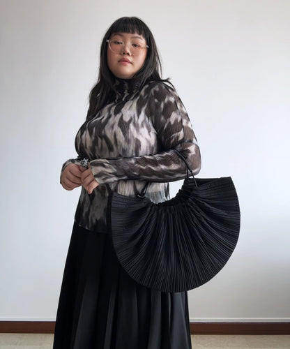 Issey Miyake Ripple Sheer Chiffon Twist Top