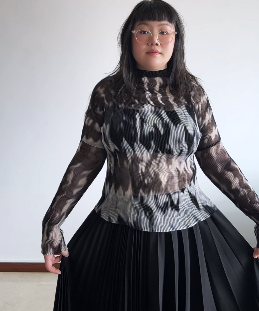 Issey Miyake Ripple Sheer Chiffon Twist Top