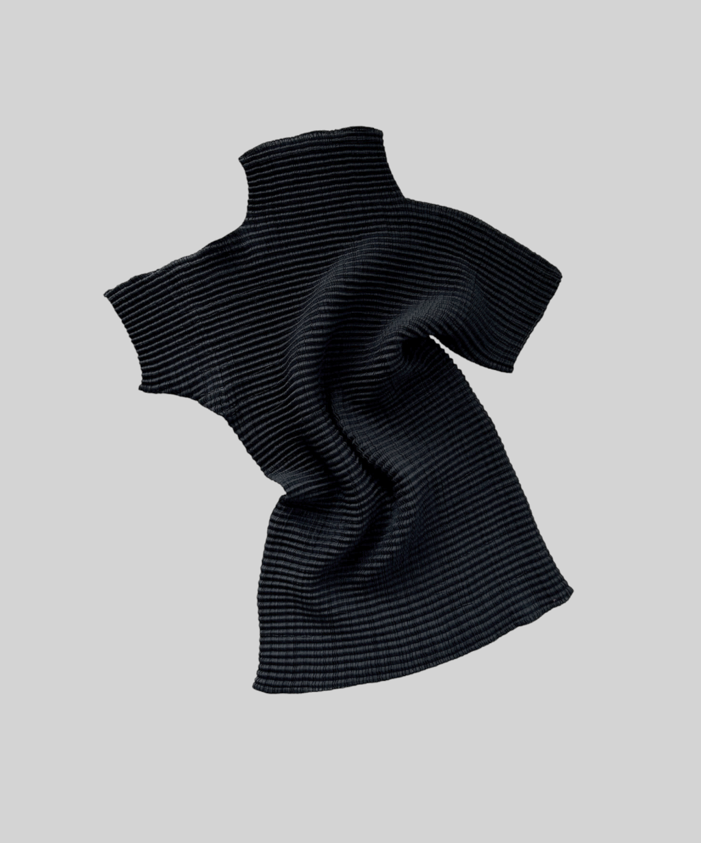 Issey Miyake pleated texture high neck top