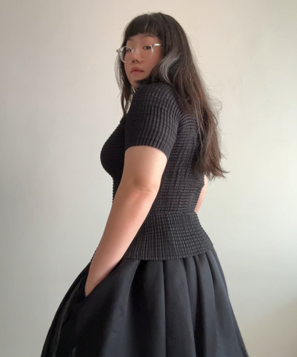 Issey Miyake pleated texture high neck top