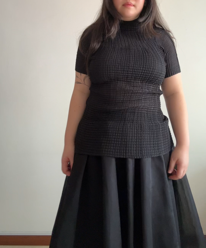 Issey Miyake pleated texture high neck top