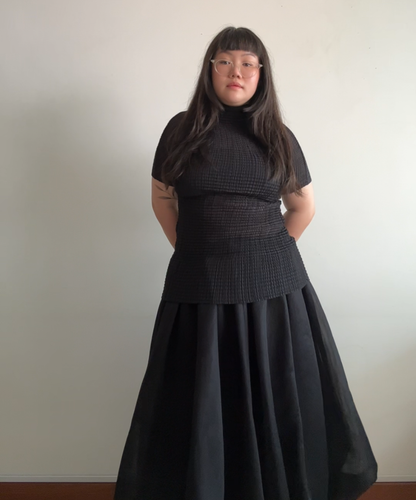 Issey Miyake pleated texture high neck top