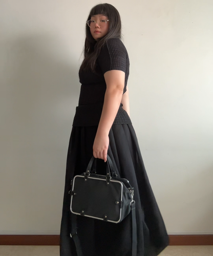 Vintage Jean Paul Gaultier pipe frame 2-way nylon bag (S)
