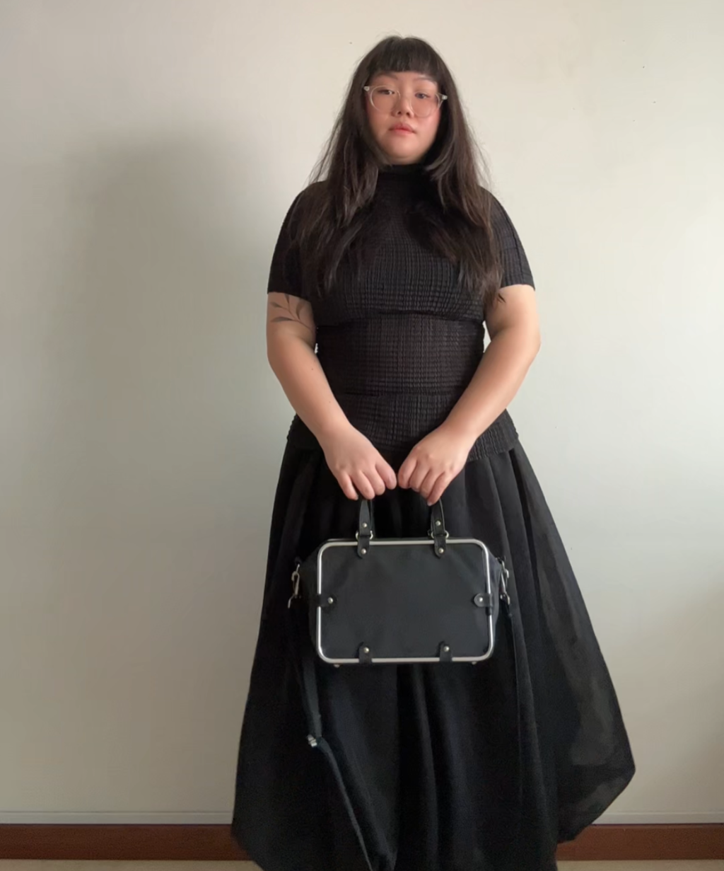 Vintage Jean Paul Gaultier pipe frame 2-way nylon bag (S)