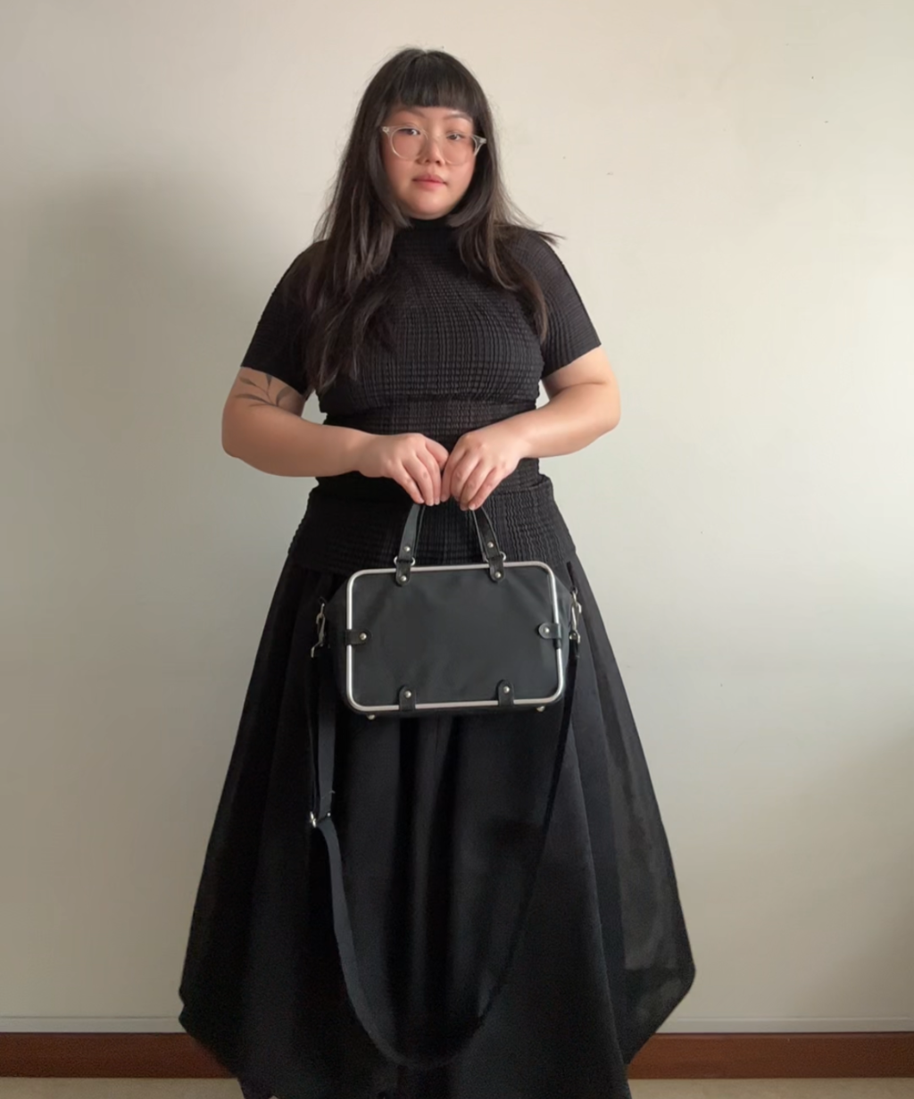 Vintage Jean Paul Gaultier pipe frame 2-way nylon bag (S)