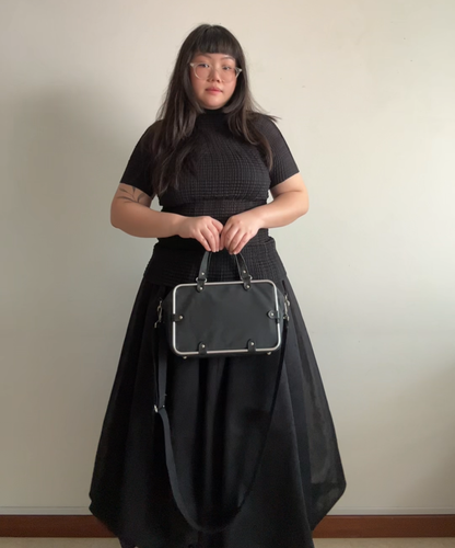 Vintage Jean Paul Gaultier pipe frame 2-way nylon bag (S)
