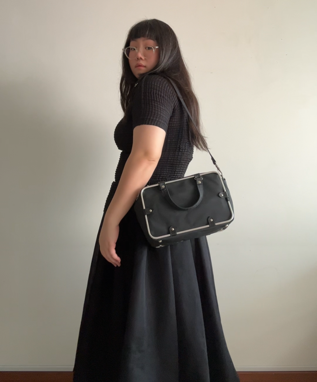 Vintage Jean Paul Gaultier pipe frame 2-way nylon bag (S)