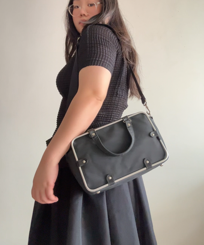 Vintage Jean Paul Gaultier pipe frame 2-way nylon bag (S)