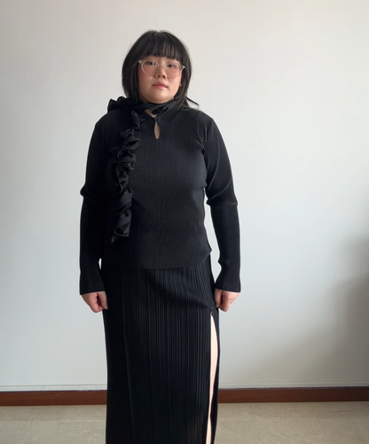 Issey Miyake Twirly Collar Pleated Blouse