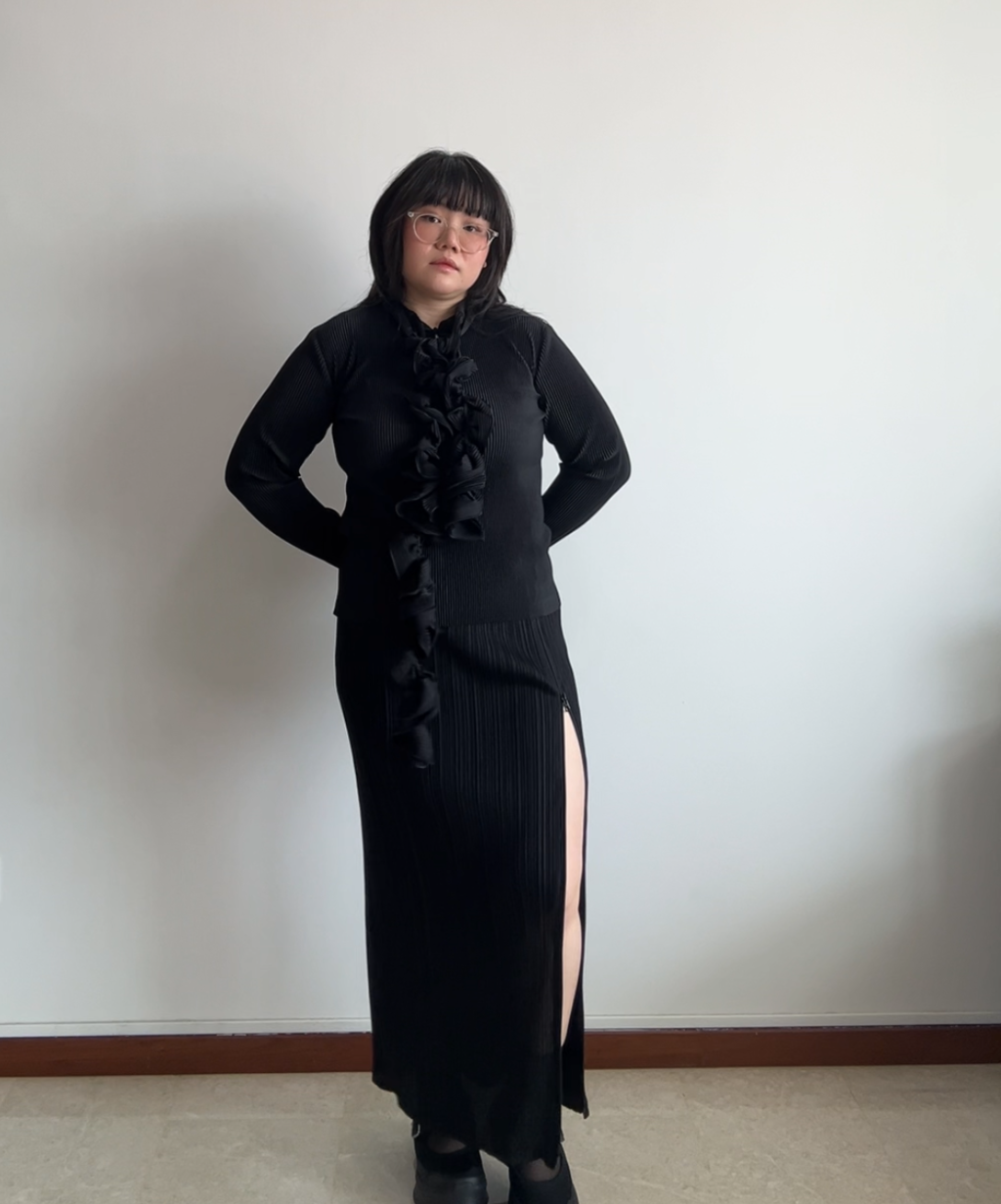 Issey Miyake Twirly Collar Pleated Blouse