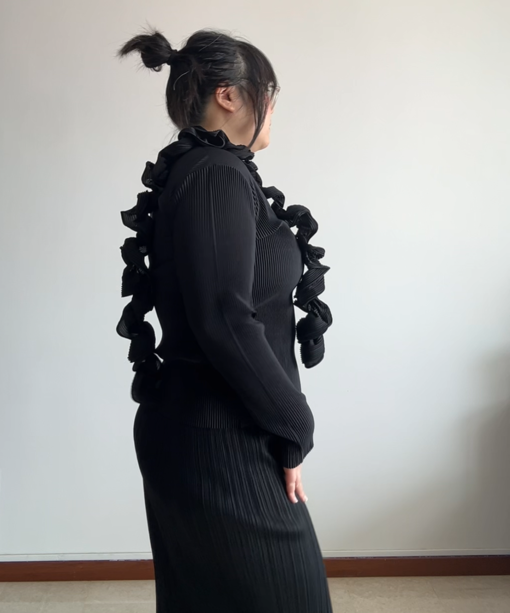 Issey Miyake Twirly Collar Pleated Blouse