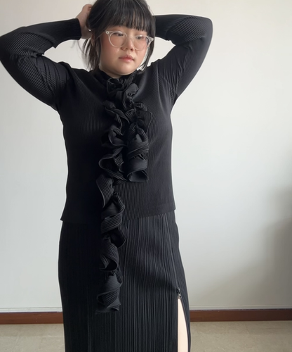 Issey Miyake Twirly Collar Pleated Blouse