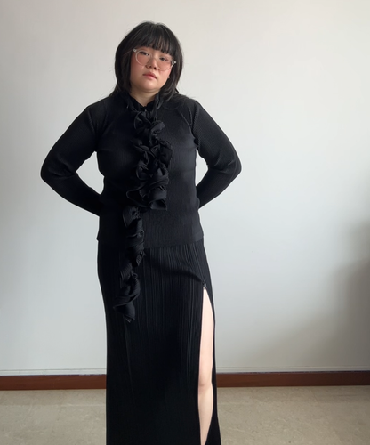Issey Miyake Twirly Collar Pleated Blouse
