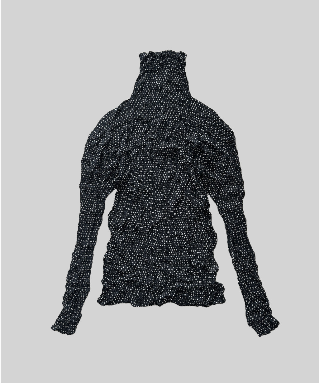 Issey Miyake '94 Black Polka Dot Sheer Long Sleeve Top