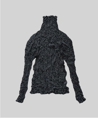 Issey Miyake '94 Black Polka Dot Sheer Long Sleeve Top