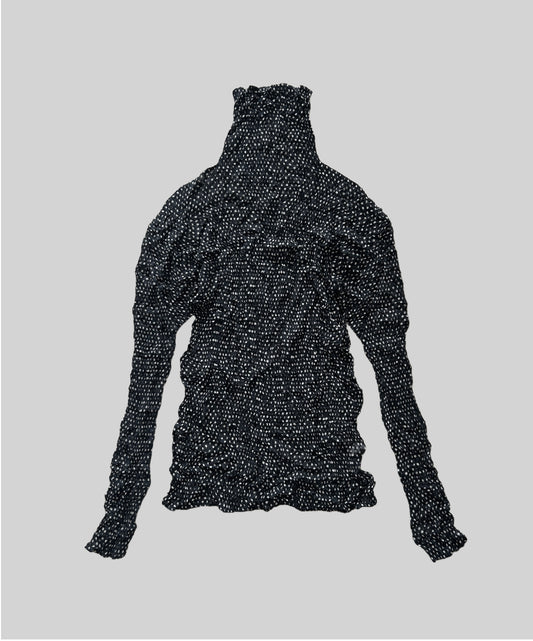 Issey Miyake '94 Black Polka Dot Sheer Long Sleeve Top