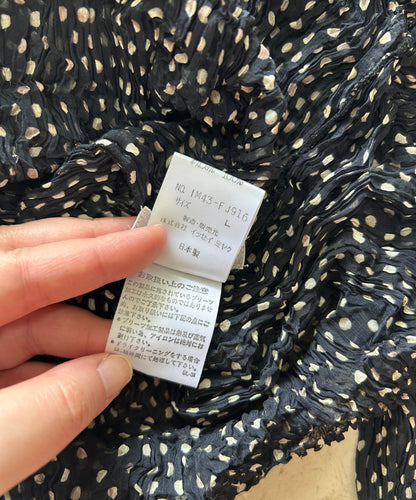 Issey Miyake '94 Black Polka Dot Sheer Long Sleeve Top