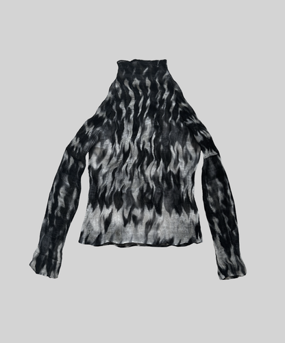 Issey Miyake Ripple Sheer Chiffon Twist Top
