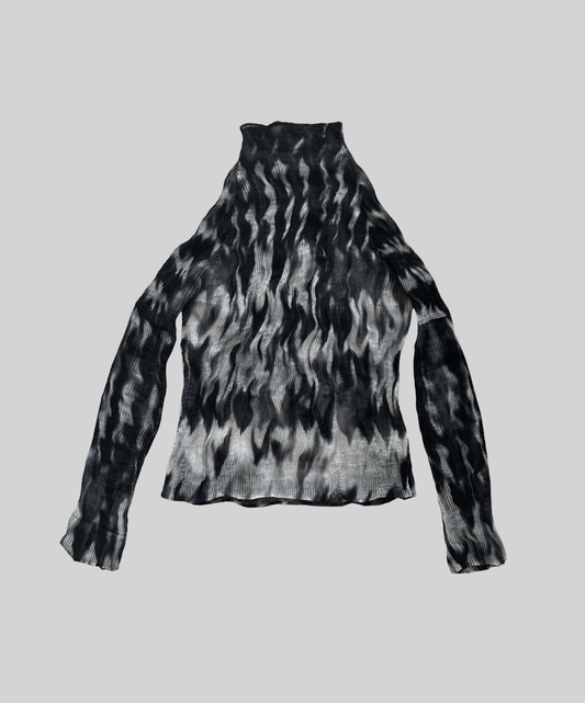 Issey Miyake Ripple Sheer Chiffon Twist Top