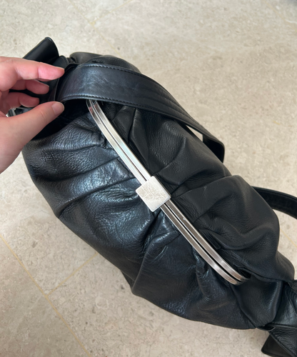 Jean Paul Gaultier 00s Kisslock Leather Oval Bag