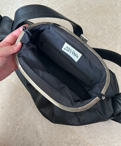 Jean Paul Gaultier 00s Kisslock Leather Oval Bag
