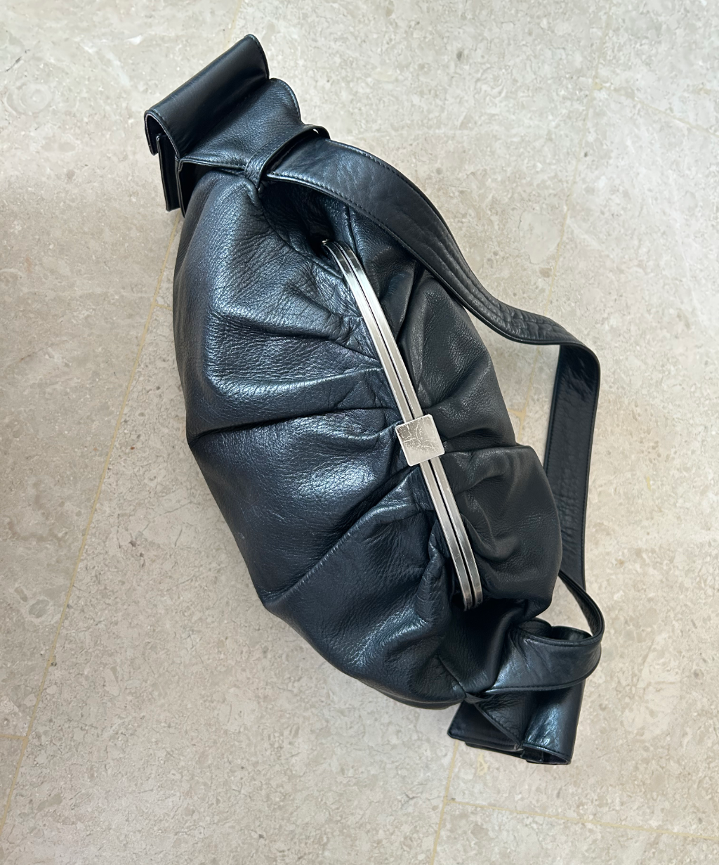 Jean Paul Gaultier 00s Kisslock Leather Oval Bag