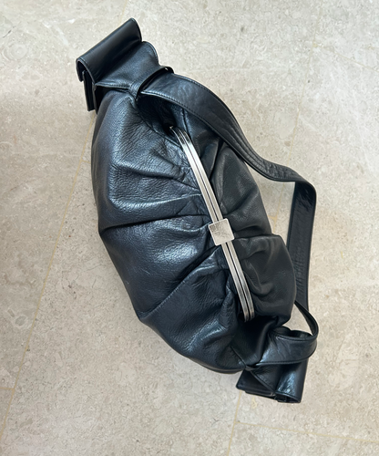 Jean Paul Gaultier 00s Kisslock Leather Oval Bag