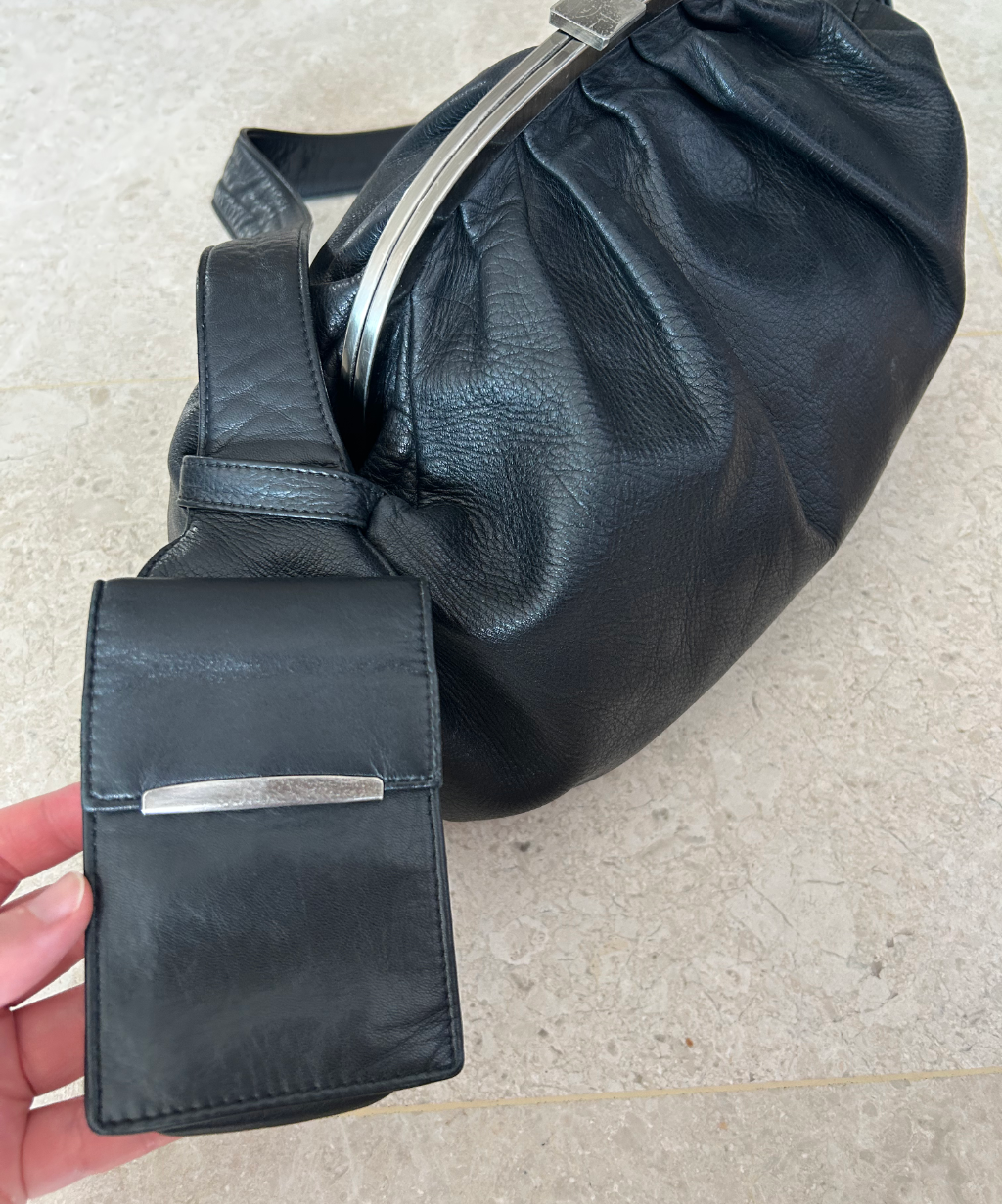 Jean Paul Gaultier 00s Kisslock Leather Oval Bag