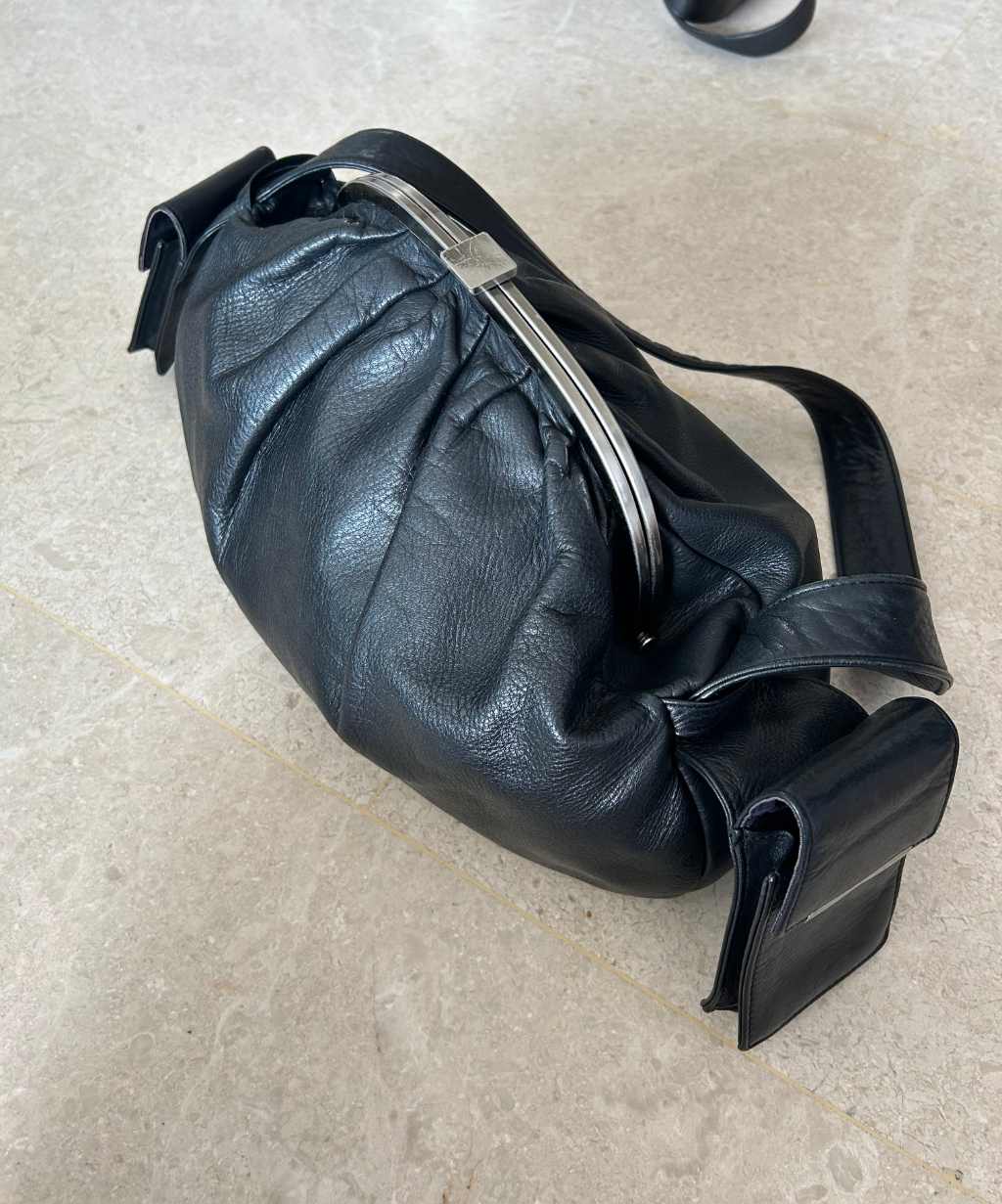 Jean Paul Gaultier 00s Kisslock Leather Oval Bag