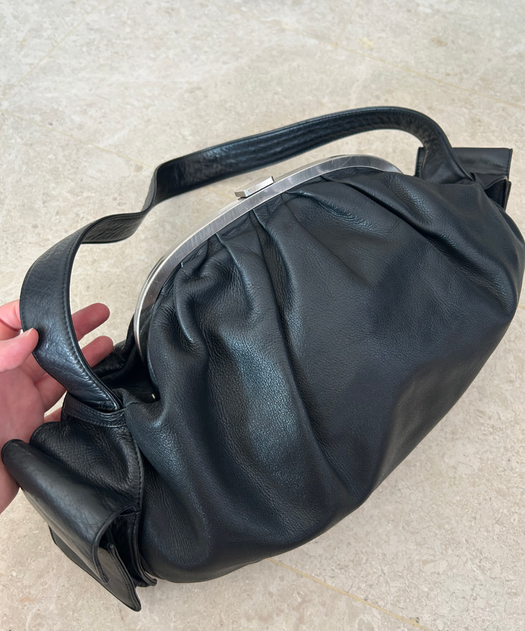 Jean Paul Gaultier 00s Kisslock Leather Oval Bag