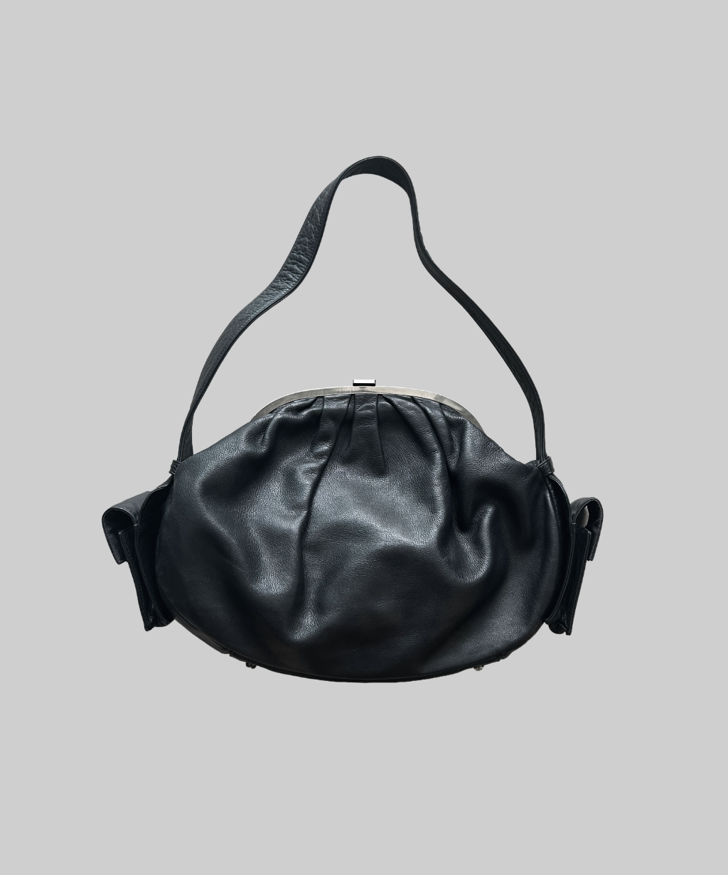 Jean Paul Gaultier 00s Kisslock Leather Oval Bag