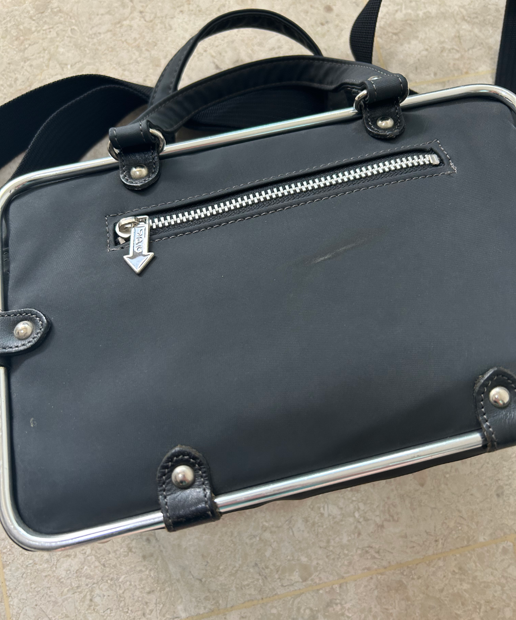 Vintage Jean Paul Gaultier pipe frame 2-way nylon bag (S)